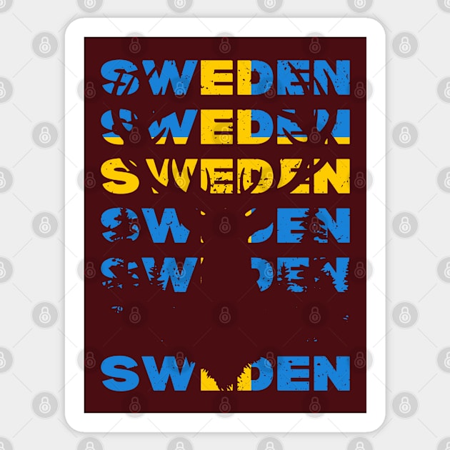 Sweden Flag Reindeer Design Retro Sticker by TuncGK